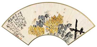 陈半丁 1923年作 秋花秋虫  扇面